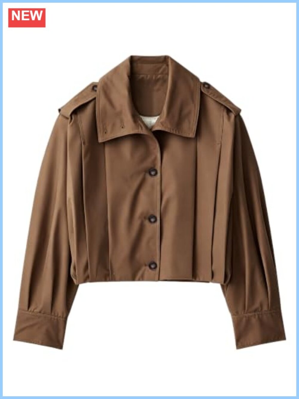 Women's Cropped Pleated Trench Coat Short Jacket Layering Piece